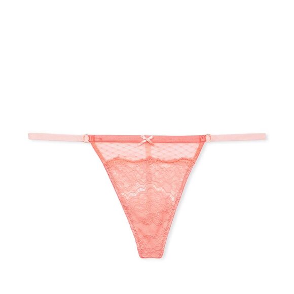 Victoria's Secret Dream Angels Lace V-String Panty Neon Nectar Large NEW - Picture 2 of 5